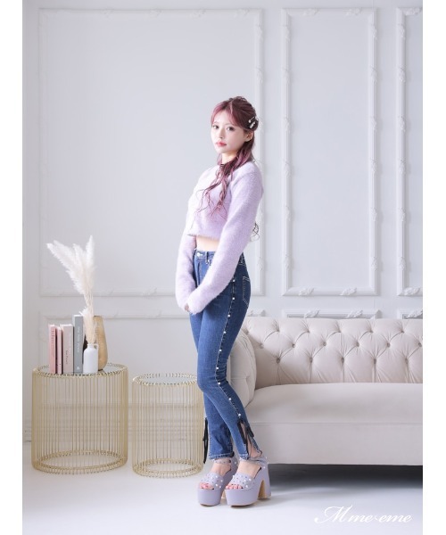 M me eme(エムミーエメ)の「Ribbon skinny denim (eme10128)(デニムパンツ・レディース・ブルー・XS)」の21枚目の写真