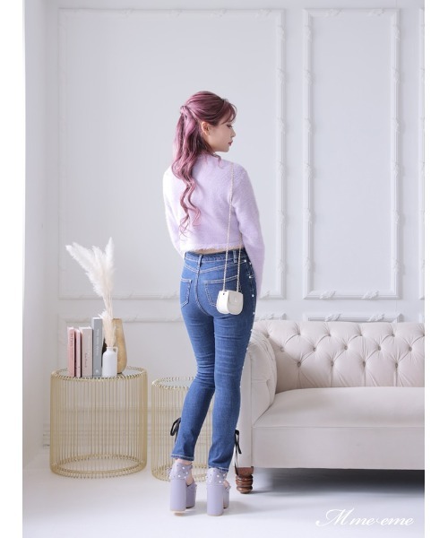 M me eme(エムミーエメ)の「Ribbon skinny denim (eme10128)(デニムパンツ・レディース・ブルー・XS)」の22枚目の写真