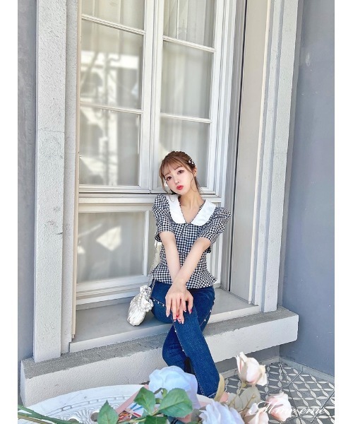M me eme(エムミーエメ)の「Ribbon skinny denim (eme10128)(デニムパンツ・レディース・ブルー・XS)」の17枚目の写真