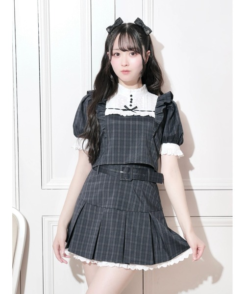 NOEMIE(ノエミー)の「コットンレースヨークプリーツセットアップ(ワンピース・レディース・ダークグレー/ブラック/グリーン・M)」の3枚目の写真