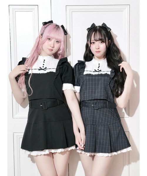 NOEMIE(ノエミー)の「コットンレースヨークプリーツセットアップ(ワンピース・レディース・ダークグレー/ブラック/グリーン・M)」の4枚目の写真