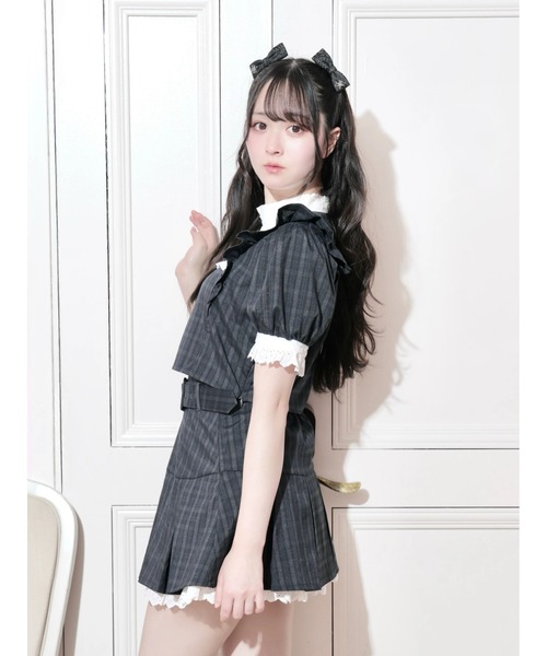 NOEMIE(ノエミー)の「コットンレースヨークプリーツセットアップ(ワンピース・レディース・ダークグレー/ブラック/グリーン・M)」の5枚目の写真