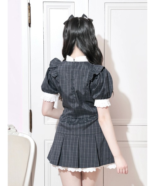 NOEMIE(ノエミー)の「コットンレースヨークプリーツセットアップ(ワンピース・レディース・ダークグレー/ブラック/グリーン・M)」の6枚目の写真