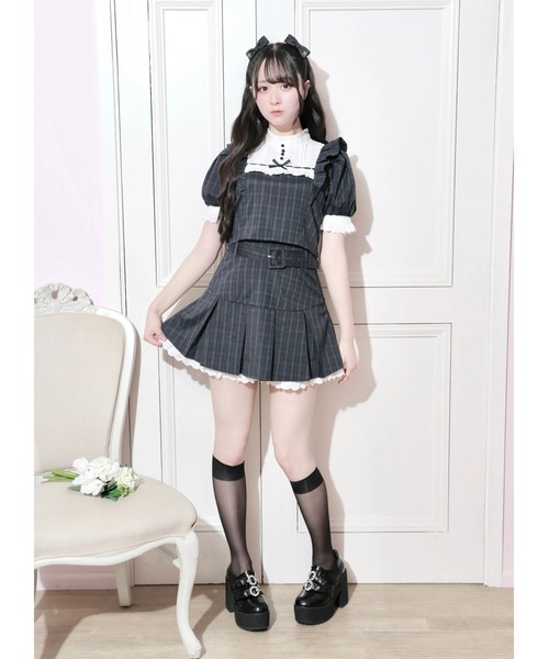 NOEMIE(ノエミー)の「コットンレースヨークプリーツセットアップ(ワンピース・レディース・ダークグレー/ブラック/グリーン・M)」の7枚目の写真