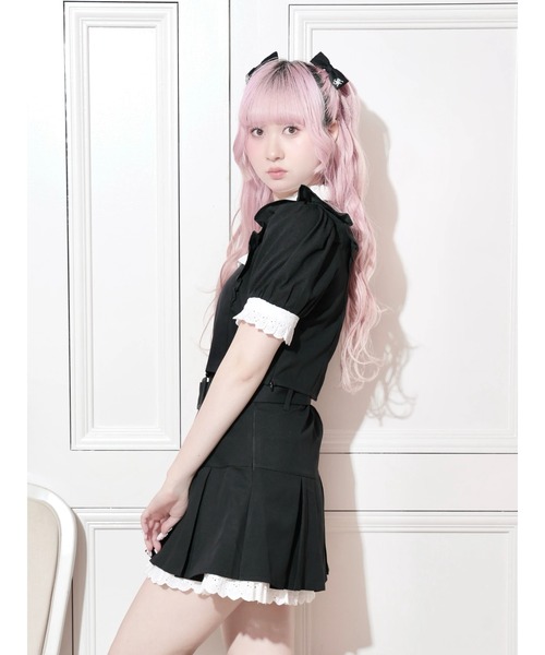 NOEMIE(ノエミー)の「コットンレースヨークプリーツセットアップ(ワンピース・レディース・ダークグレー/ブラック/グリーン・M)」の8枚目の写真