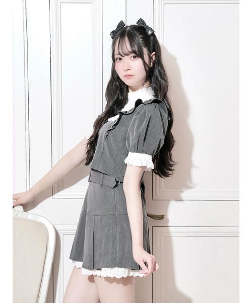NOEMIE(ノエミー)の「コットンレースヨークプリーツセットアップ(ワンピース・レディース・ダークグレー/ブラック/グリーン・M)」の11枚目の写真