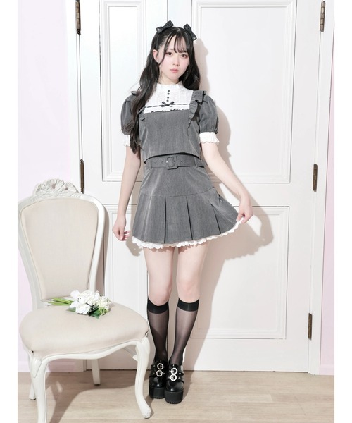 NOEMIE(ノエミー)の「コットンレースヨークプリーツセットアップ(ワンピース・レディース・ダークグレー/ブラック/グリーン・M)」の13枚目の写真