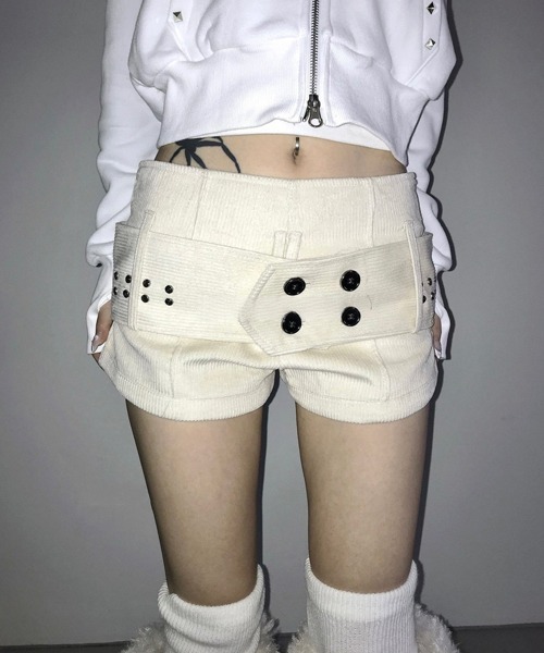 Ressaca(レサーカ)の「ベルト付きコーデュロイショートパンツ(その他パンツ・レディース・ブラック/ブラウン/オフホワイト・M)」の1枚目の写真