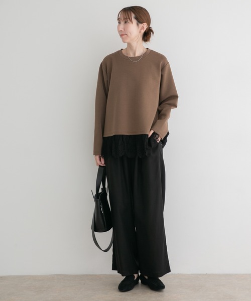 ITEMS URBANRESEARCH(アイテムズ アーバンリサーチ)の「レース切り替えダンボールトップス(スウェット・レディース・モカ/オフホワイト/グレー系その他・FREE)」の15枚目の写真
