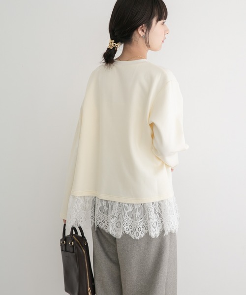 ITEMS URBANRESEARCH(アイテムズ アーバンリサーチ)の「レース切り替えダンボールトップス(スウェット・レディース・モカ/オフホワイト/グレー系その他・FREE)」の8枚目の写真