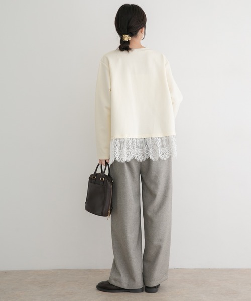 ITEMS URBANRESEARCH(アイテムズ アーバンリサーチ)の「レース切り替えダンボールトップス(スウェット・レディース・モカ/オフホワイト/グレー系その他・FREE)」の10枚目の写真