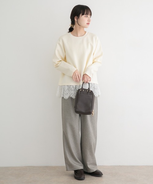 ITEMS URBANRESEARCH(アイテムズ アーバンリサーチ)の「レース切り替えダンボールトップス(スウェット・レディース・モカ/オフホワイト/グレー系その他・FREE)」の11枚目の写真