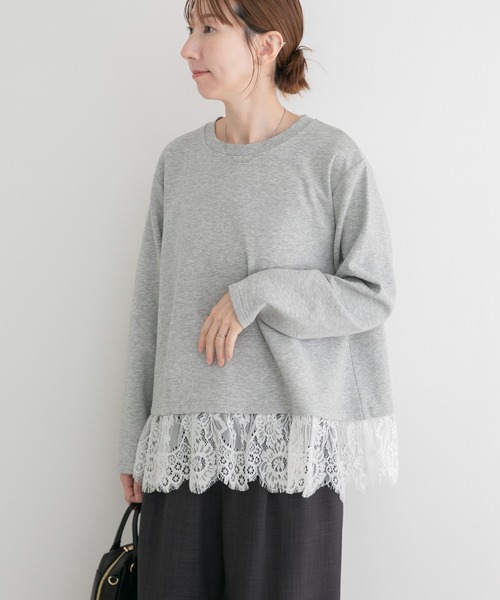 ITEMS URBANRESEARCH(アイテムズ アーバンリサーチ)の「レース切り替えダンボールトップス(スウェット・レディース・モカ/オフホワイト/グレー系その他・FREE)」の18枚目の写真