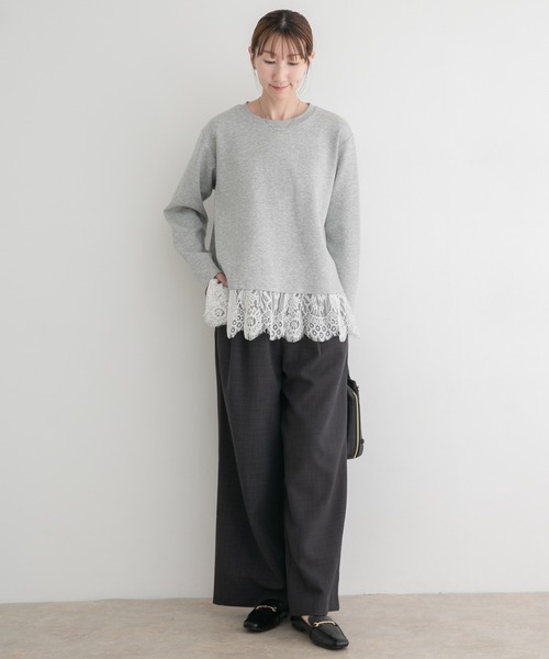 ITEMS URBANRESEARCH(アイテムズ アーバンリサーチ)の「レース切り替えダンボールトップス(スウェット・レディース・モカ/オフホワイト/グレー系その他・FREE)」の19枚目の写真