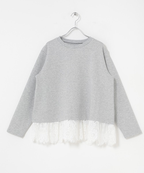 ITEMS URBANRESEARCH(アイテムズ アーバンリサーチ)の「レース切り替えダンボールトップス(スウェット・レディース・モカ/オフホワイト/グレー系その他・FREE)」の5枚目の写真