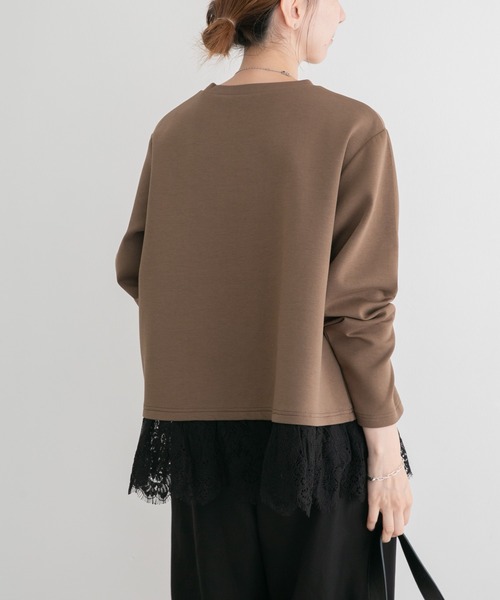 ITEMS URBANRESEARCH(アイテムズ アーバンリサーチ)の「レース切り替えダンボールトップス(スウェット・レディース・モカ/オフホワイト/グレー系その他・FREE)」の12枚目の写真