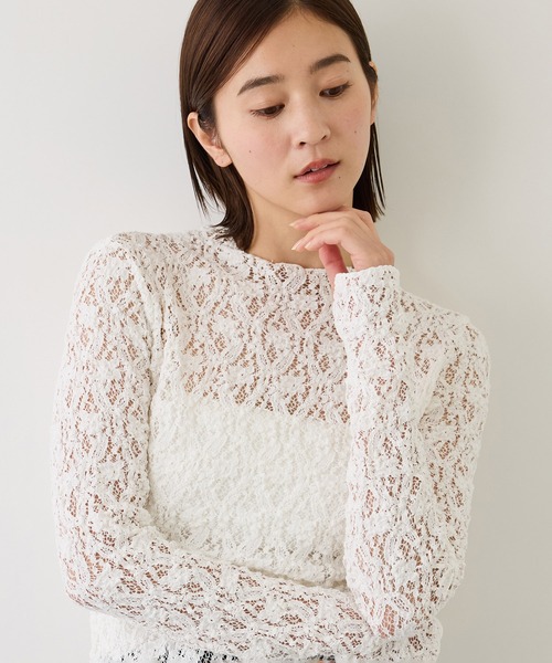 ROPE'(ロペ)の「カムイレースハイネックカットソー/イージーケア(Tシャツ/カットソー・レディース・ダークブラウン/ホワイト/ブラック・38)」の8枚目の写真