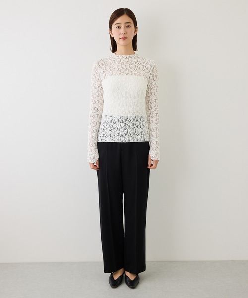 ROPE'(ロペ)の「カムイレースハイネックカットソー/イージーケア(Tシャツ/カットソー・レディース・ダークブラウン/ホワイト/ブラック・38)」の9枚目の写真