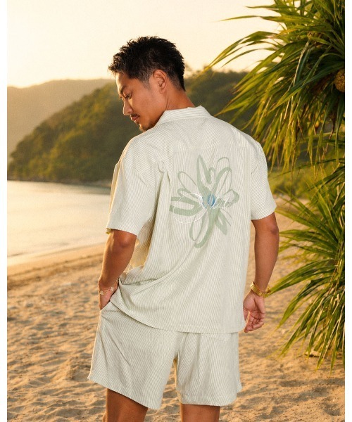 SUNS by #Re:room(サンズバイリルーム)の「サンズエンブロイダリーシアサッカーオープンカラーシャツ(シャツ/ブラウス・メンズ・グレー/グリーン/ブルー・SMALL/MEDIUM)」の5枚目の写真