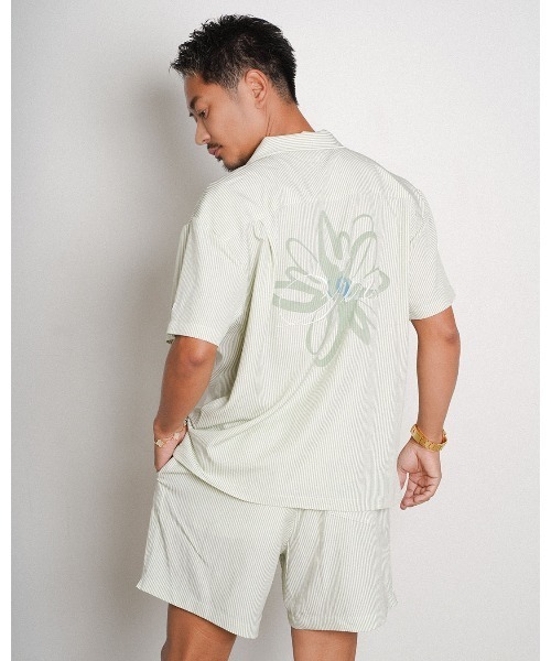 SUNS by #Re:room(サンズバイリルーム)の「サンズエンブロイダリーシアサッカーオープンカラーシャツ(シャツ/ブラウス・メンズ・グレー/グリーン/ブルー・SMALL/MEDIUM)」の7枚目の写真