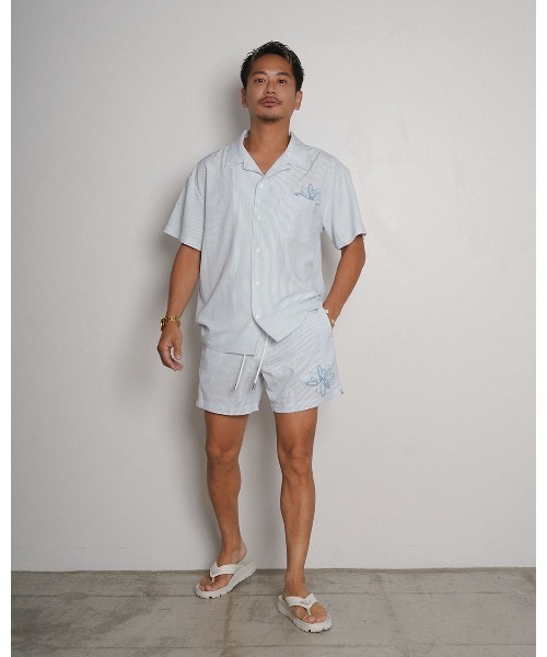 SUNS by #Re:room(サンズバイリルーム)の「サンズエンブロイダリーシアサッカーオープンカラーシャツ(シャツ/ブラウス・メンズ・グレー/グリーン/ブルー・SMALL/MEDIUM)」の11枚目の写真