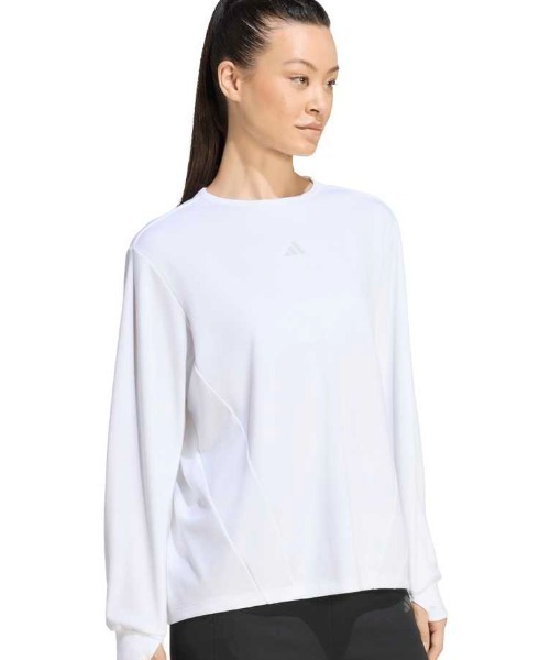 adidas(アディダス)の「adidas アディダス W カラット L/S Tシャツ(Tシャツ/カットソー・レディース・ホワイト/ブラック・M/L/XL)」の1枚目の写真
