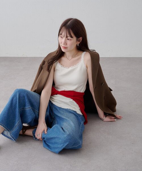 DISCOAT(ディスコート)の「カップ付きレースリブタンク(タンクトップ・レディース・オフホワイト/チャコールグレー/ブラック/ブラウン/オリーブ・MEDIUM/LARGE)」の12枚目の写真