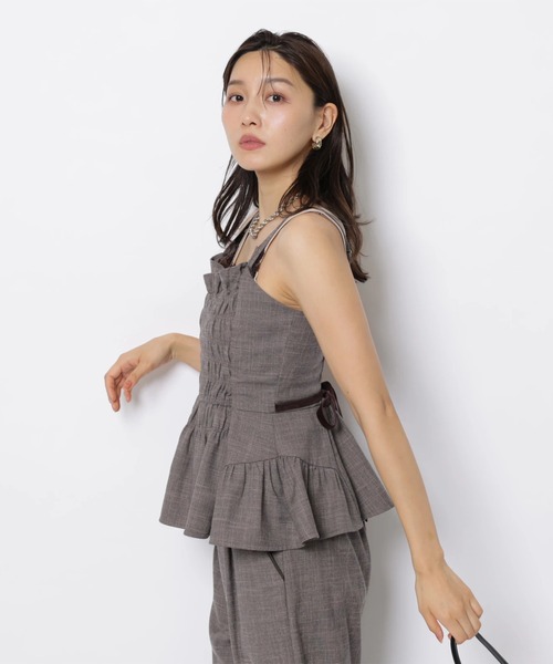 JUSGLITTY（ジャスグリッティー）の「ツイーディシャーリングキャミ（シャツ/ブラウス・レディース・ブラック/ブラウン・2/1）」の10枚目の写真