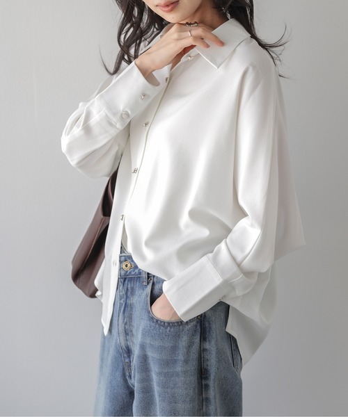 La-gemme(ラジェム)の「ドルマリンスリーブ/シアーブラウス/ロングシーズン(シャツ/ブラウス・レディース・ホワイト/ブラック・フリー)」の5枚目の写真