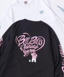 BEN DAVIS/ベンデイビス HEARTY LETTER WIDE LS TEE/オーバーサイズ ストリート ハート バックプリント ロゴ ワンポイント 長袖Tシャツ/ロンT/レディース メンズ