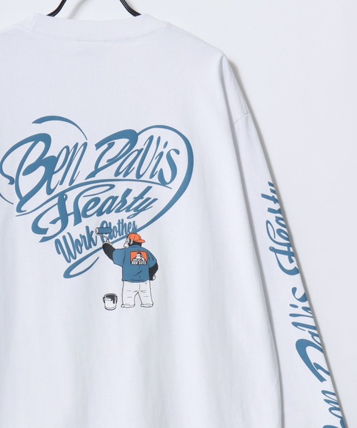 BEN DAVIS(ベンデイビス)の「BEN DAVIS/ベンデイビス HEARTY LETTER WIDE LS TEE/オーバーサイズ ストリート ハート バックプリント ロゴ ワンポイント 長袖Tシャツ/ロンT/レディース メンズ(Tシャツ/カットソー・メンズ・ブラック/ホワイト・M/L/XL)」の9枚目の写真