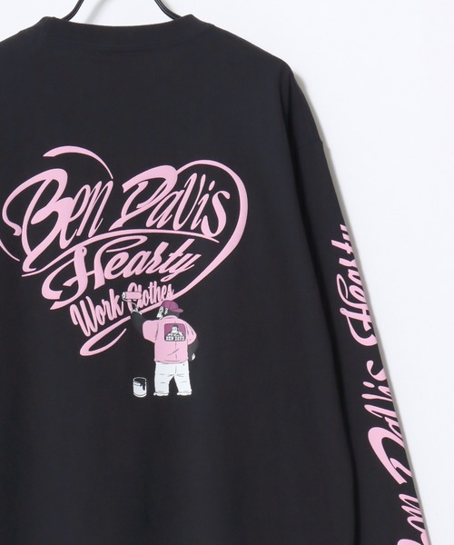 BEN DAVIS(ベンデイビス)の「BEN DAVIS/ベンデイビス HEARTY LETTER WIDE LS TEE/オーバーサイズ ストリート ハート バックプリント ロゴ ワンポイント 長袖Tシャツ/ロンT/レディース メンズ(Tシャツ/カットソー・メンズ・ブラック/ホワイト・M/L/XL)」の11枚目の写真