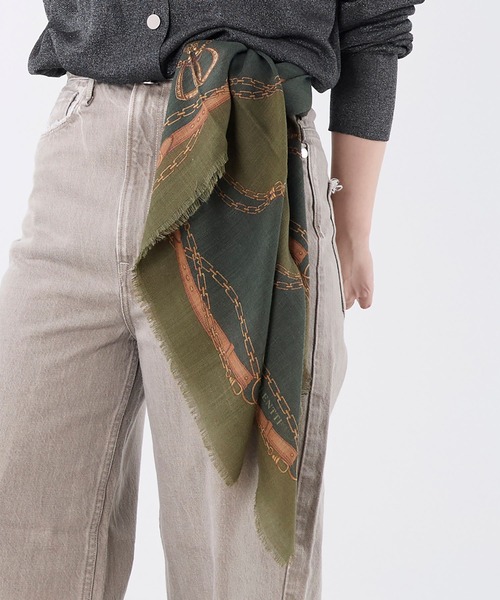 AULENTTI(オウレンティ)の「【AULENTTI】スカーフ-VINTAGE CHAIN Scarf(バンダナ/スカーフ・レディース・カーキ・FREE)」の5枚目の写真