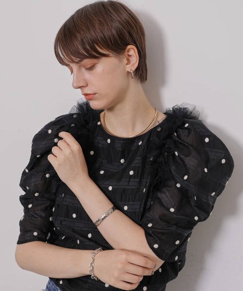 CADUNE(カデュネ)の「チュールフリルドットブラウス(シャツ/ブラウス・レディース・ブラックミックス/ブラック・38/36)」の14枚目の写真