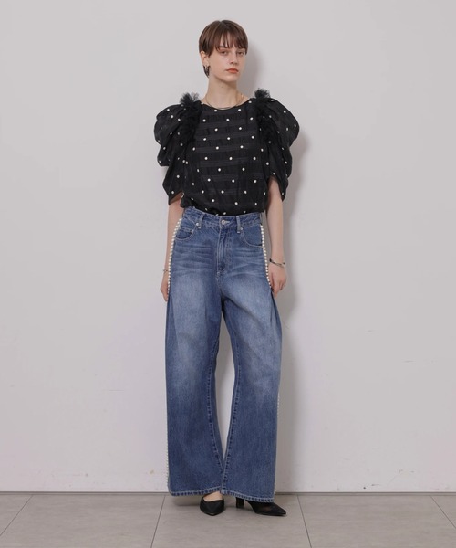 CADUNE(カデュネ)の「チュールフリルドットブラウス(シャツ/ブラウス・レディース・ブラックミックス/ブラック・38/36)」の15枚目の写真