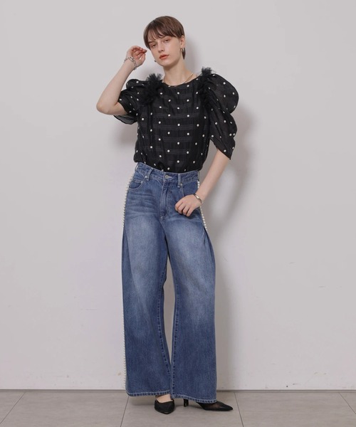 CADUNE(カデュネ)の「チュールフリルドットブラウス(シャツ/ブラウス・レディース・ブラックミックス/ブラック・38/36)」の16枚目の写真