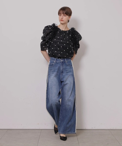CADUNE(カデュネ)の「チュールフリルドットブラウス(シャツ/ブラウス・レディース・ブラックミックス/ブラック・38/36)」の17枚目の写真