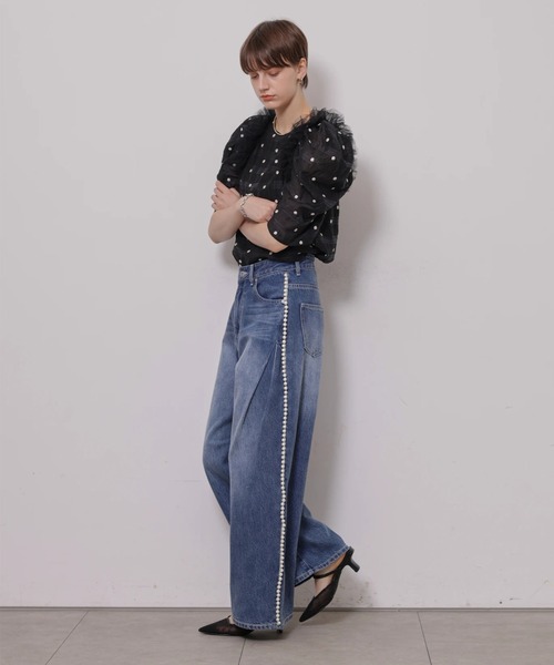 CADUNE(カデュネ)の「チュールフリルドットブラウス(シャツ/ブラウス・レディース・ブラックミックス/ブラック・38/36)」の18枚目の写真
