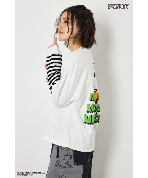 RODEO CROWNS WIDE BOWL（ロデオクラウンズワイドボウル）の「(PEANUTS)フェイクレイヤードロングTシャツ（Tシャツ/カットソー・レディース・ブラック/オフホワイト/カーキ/グレー×ホワイト・MEDIUM/LARGE）」の19枚目の写真