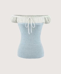 Contrast Off-Shoulder Tie Top/コントラストオフショルダータイトップ