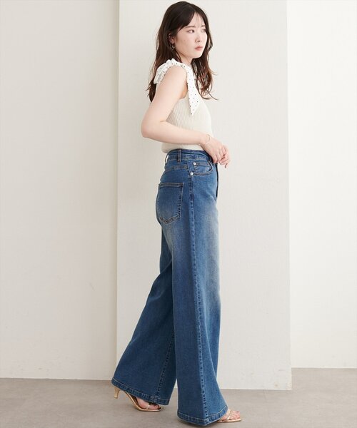 natural couture(ナチュラルクチュール)の「リボン付きラメリブタンク(ニット/セーター・レディース・ブラウン/ベージュ/サックスブルー/オフホワイト/ブラック・FREE)」の10枚目の写真