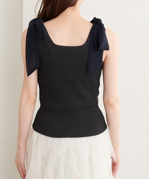 natural couture(ナチュラルクチュール)の「リボン付きラメリブタンク(ニット/セーター・レディース・ブラウン/ベージュ/サックスブルー/オフホワイト/ブラック・FREE)」の21枚目の写真