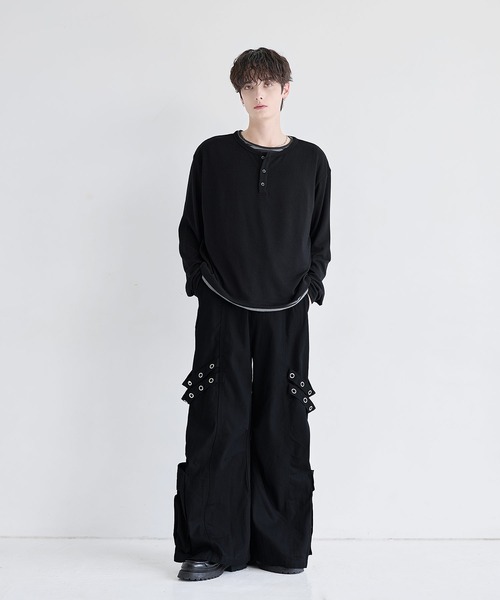 LILL（リル）の「ハイウエストコットンツイルドレープアイレットカーゴパンツ（カーゴパンツ・メンズ・ブラック/ブラック系1・S/XL/L/M）」の22枚目の写真