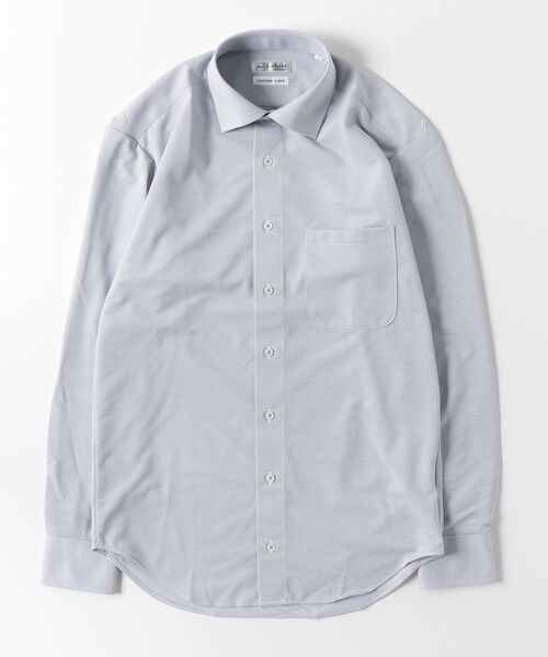 Perfect Suit FActory(パーフェクトスーツファクトリー)の「【アイシャツ累計販売枚数1100万枚突破】長袖アイシャツ 完全ノーアイロン/速乾/抗菌防臭 ロンビック柄 セミワイド(ビジネスシャツ・メンズ・グレー/ライトピンク/サックスブルー・首回り39cm-裄丈82cm/首回り45cm-裄丈86cm/首回り43cm-裄丈86cm/首回り37cm-裄丈80cm/首回り41cm-裄丈84cm)」の4枚目の写真