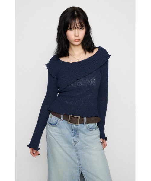 LAGUA GEM(ラグアジェム)の「MELLOW OFF SHOULDER ニット(ニット/セーター・レディース・ピンク/ネイビー/グレー・FREE)」の14枚目の写真