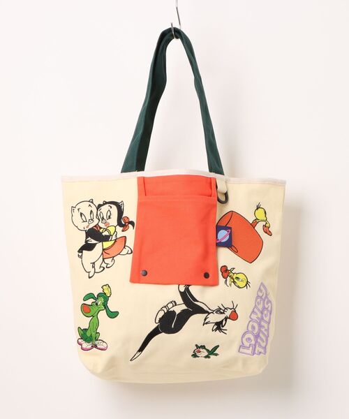 Looney Tunes（ルーニーテューンズ）の「【 LOONEY TUNES/NOSTALGICA 】 ルーニー・テューンズ/ノスタルジカ?トートバッグ Ｌ-size ＢＬ（トートバッグ・レディース・ナチュラル/ダークブルー・FREE）」の2枚目の写真
