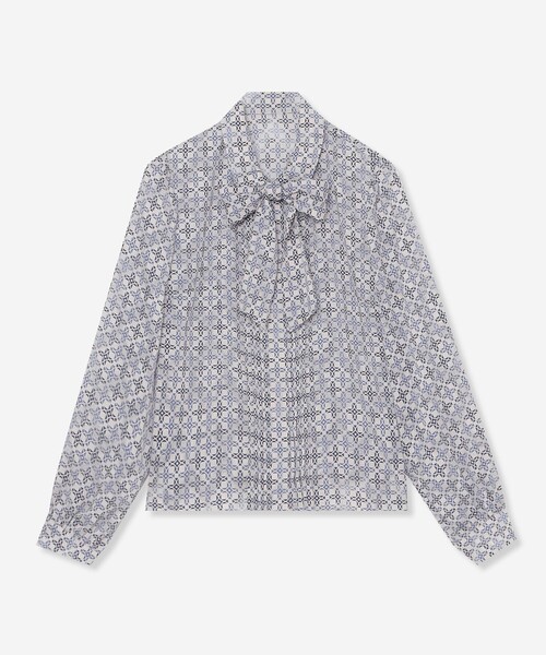 MACKINTOSH LONDON(マッキントッシュ ロンドン)の「【婦人画報10月号掲載】【ANDREW/アンドリュー】バイカラーアンドリュープリントブラウス(シャツ/ブラウス・レディース・ブルー系その他4/ベージュ系その他5・40/38)」の1枚目の写真