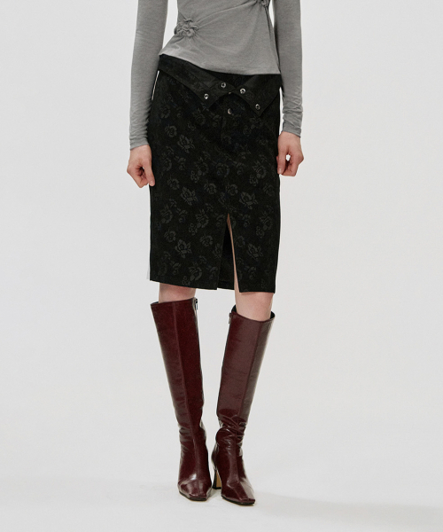 KIMZISU（キムジス）の「Foldover Rose Skirt_BLACK（スカート・レディース・ブラック・SMALL/MEDIUM/LARGE）」の2枚目の写真