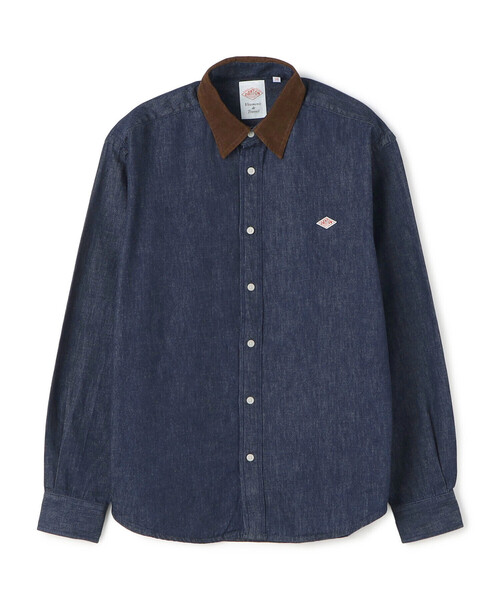 DANTON(ダントン)の「Men's Denim Corduroy Collar Shirt(シャツ/ブラウス・メンズ・ブラック/ダークインディゴブルー・40/38/42/44)」の1枚目の写真