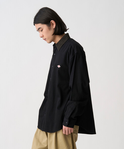 DANTON(ダントン)の「Men's Denim Corduroy Collar Shirt(シャツ/ブラウス・メンズ・ブラック/ダークインディゴブルー・40/38/42/44)」の4枚目の写真